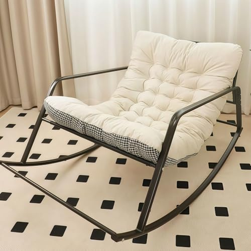 Rockstuhl für übergroße Outdoor mit Kissen, Doppel -Terrass -Schaukelstuhl, Papasan -Stuhl in Indoor, Lounge Stuhl, moderner königlicher Stuhl für Schlafzimmer, Wohnzimmer, Veranda, Garten, Rasen
