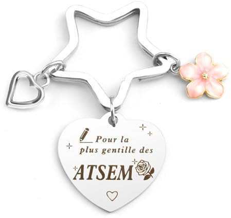 Cadeau Original Maîtresse d'École, Porte Clef Merci Atsem - Idée pour Nounou, Maitre, Aesh et Institutrice - Fin D'année