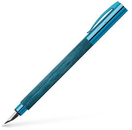 Faber Castell Ambition Füllfederhalter, blaues Holz, mittelgroß