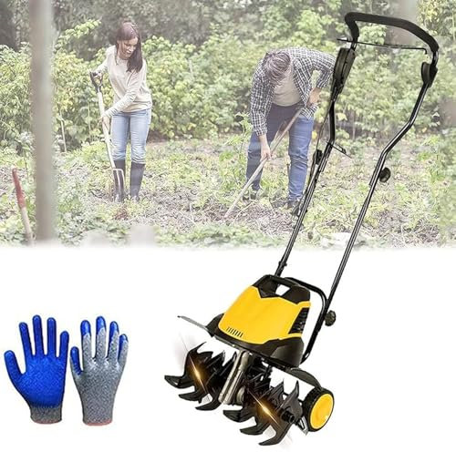 YZRDCXM Cordless Cultivator Rotavator,2400W Electric Garden Tiller with 6 Blades, Folding Rotary Motor Hoe for Lawn Patch Soil, Tillage Depth 22cm & Width 45cm,for Lawn Garden(Tool Only)