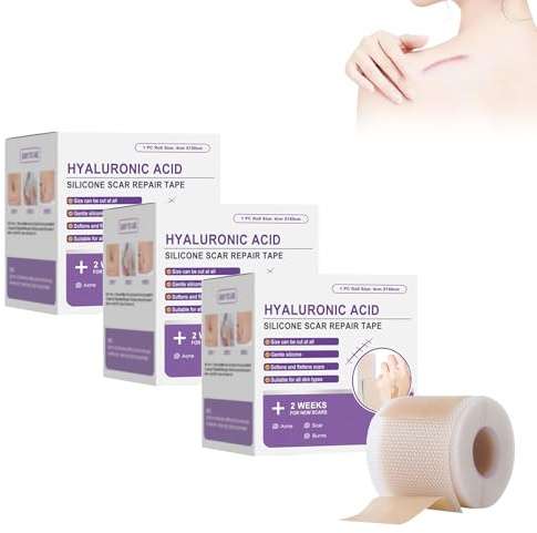 Bostore Hyaluronsäure-Nano-Mikronadel-Reparaturband, Bostore Silikon-Narbenband, Bostore Reparaturband, 4 cm x 150 cm (3boxes)