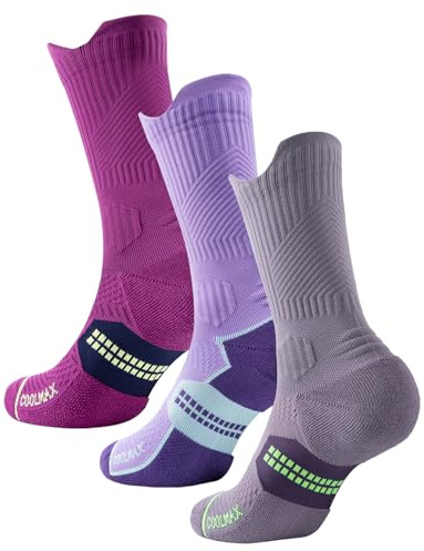Juclise Bambus Kompression Laufsocken Damen Wandersocken | Atmungsaktives Anti-Blasen Sportsocken COOLMAX leitet Feuchtigkeit ab, verhindert Blasen, trockenes Fußklima