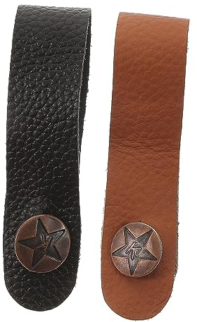 SUPVOX 2pcs Leather Guitar Headstock Strap Tie and Neck Strap Button Guitar Accessories for Acoustic and Electric Black and Brown