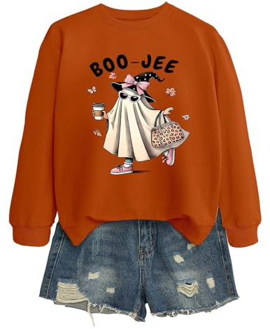 Costume di Halloween 2025 da donna con cappuccio alla moda con stampa di Halloween, girocollo, maniche lunghe, volpe albero, Nero , L