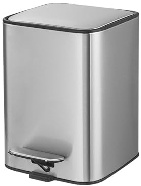 Poubelle à Pédale 50L en Acier Inoxydable - Fermeture Douce & Seau Amovible - Rectangulaire pour Cuisine, Bureau, Salle de Bain - Argent(5L)