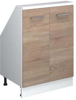 Vicco Dachschrägenschrank Rion, Sonoma/Weiß | B60 x T46 cm, mit 2 Türen, platzsparend für Dachschrägen