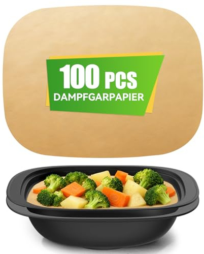 100PCS Dampfgarpapier für Thermomix TM7 Varoma, Einweg Backpapier für Dampf- & Heißluftzubereitung, Antihaft Garpapier, Praktisch für TM7 Dampfgaren & Airfryer Zeitsparend Zubehör