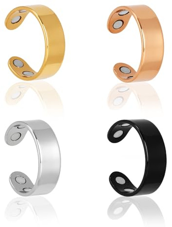 Mikovivi Beruhigungsringe Magnetringe, in Vier Farben Schlankmachende Fingerspitzenringe für Damen Verstellbare Accessoires Schmuckgeschenke zum Abnehmen