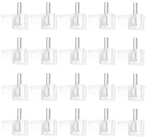 Beavorty Lot de 20 Broches Support D’étagère Transparentes en Plastique 3 Mm pour Armoires, Bibliothèques et Meubles Tv, Compatibles Planches Bois et Verre, Fixation sans Vis ni Clou,
