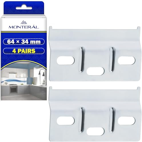 4x Staffe per Mobili Sospesi 64 x 34 mm Barra Sono | Realizzate in Acciaio Zincato - Garanzia 10 Anni - MONTERAL