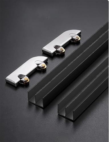 Rail pour porte coulissante, Kit de rail porte coulissante en alliage d'aluminium for panneaux verre et bois 3 à 5 mm(80cm/31.5in)