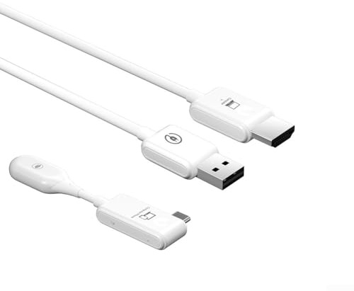 Wireless Projektion Bildschirm 1080P Full HD Adapter für Beamer Empfänger Drahtlose Verbindung Präsentation Heimkino 60cm Weiß