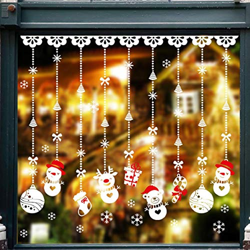 Yuson Girl Adesivo da parete di Natale con finestra di pupazzi di neve, decorazione natalizia fai da te, finestra di Natale, decorazione da parete, porta decorata, Natale, casa