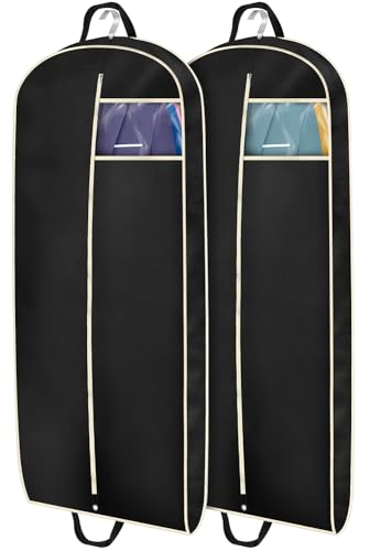 MISSLO 54 Travel Suit Bags for Men Garment Covers for Clothes Breathable Carrier Dress Garment Bag for Storage with Handle and Gusseted, Pack of 2