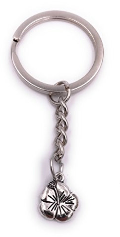 H-Customs Fleur marais fleur porte-clés pendentif en métal argenté