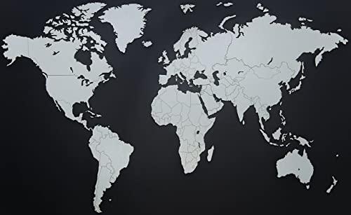 MiMi Innovations Weltkarte Holz DIY | 130 x 78 cm Wanddeko aus FSC-zertifiziertem HDF | 48 Pins & 25 Inseln zur Personalisierung | Weltkarte zum Pinnen Geschenkidee (Weiß)