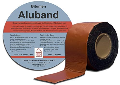 Latzel Dämmstoffe Bitumen Aluband Reparaturband Dichtband Farbe Terracotta 50 mm - Rolle 10 Meter