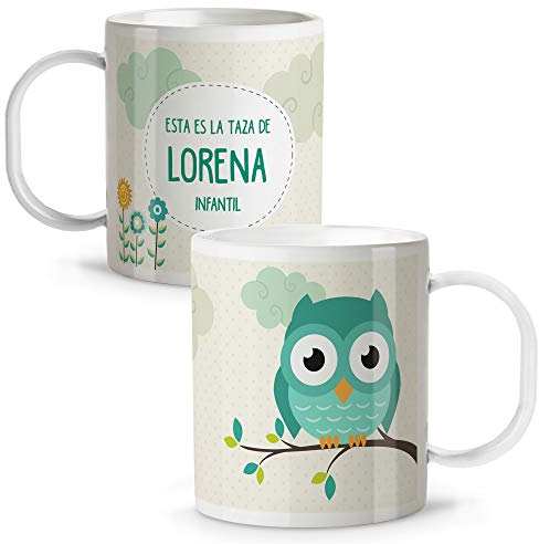 LolaPix Taza plastico personalizada. Taza Plastico Infantil Personalizada. Vaso Infantil Personalizado. Tazas Personalizadas con Nombre SIN BPA. 5 COLORES. Buho