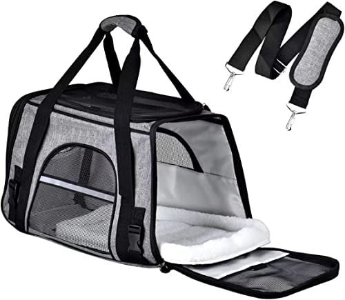 Queta Hundetasche Katzentransportbox Hundetragetasche Katzentransporttasche Hundetasche für Kleine Hunde Katze Grau