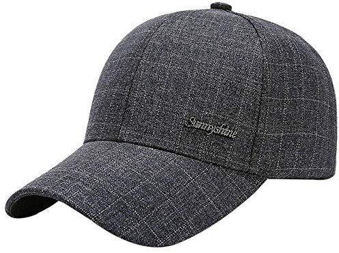 GUMONI Men's Freizeit Cotton Checked Baseballkappe Dad Cap Hat Hut mütze Hellgrau