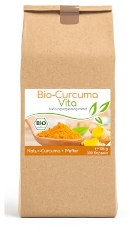 CELLAVITA Curcuma Vita | Curcumapulver & schwarzer Pfeffer | Bio Kurkuma | Gelber Ingwer/Safranwurz (300 Kapseln)