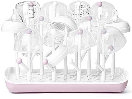 Termichy Trockenständer Babyflaschen, Abtropfgestell Flaschen Trockengestell für Babyflaschen, Flaschen, grauSaugern, Bechern und Babyflaschen Zubehör, BPA-frei, Rosa