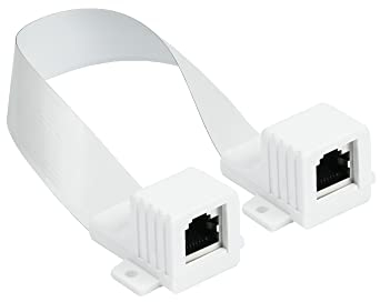 Good Connections RJ45 Ethernet LAN Tür-/Fensterdurchführung, extrem flach - beidseitig RJ45-Buchse - Gesamtlänge inkl. Stecker 51,5 cm, Flexible Länge 44,5 cm - weiß, Länge: 51-54 cm
