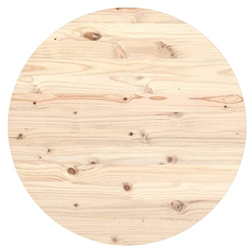 Tidyard Tischplatte Massivholzplatte Holzplatte Ersatztischplatte Holz Platte für Esstisch Massivholz Kiefer Ø90x2,5 cm