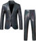 LucMatton Herren 2-teiliges Disco-Set, glänzende Jacke und Hose, metallische Pailletten, Schwarz , S