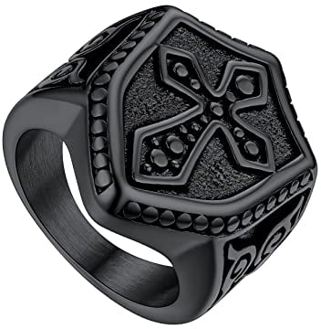 U7 Black Rings Men Boys Novelty Knuckle Women Ring Knights Templar Solomon Jewellery