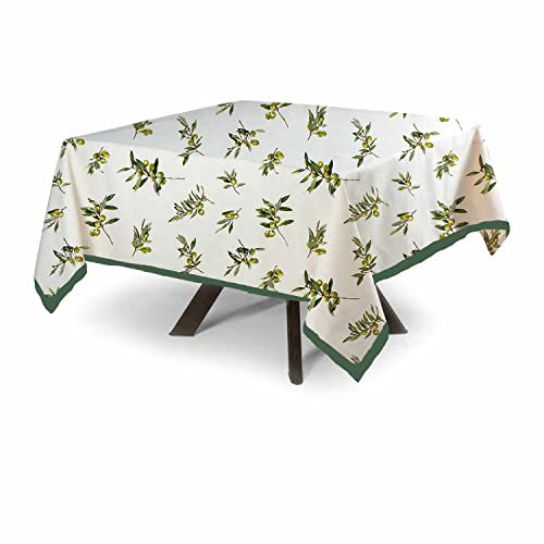 MyVorrei Quadratische Tischdecke, Olivenmuster, 100 % Baumwolle, 90 x 90 cm