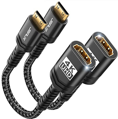 JSAUX Mini HDMI auf HDMI Adapter [2 Stück], Mini HDMI Stecker auf HDMI Buchse Adapter Kabel mit 4K 60Hz HDR 3D 18Gbps, kompatibel mit DSLR, Camcorder, Laptop, Tablet, HDTV, Projektor-Schwarz