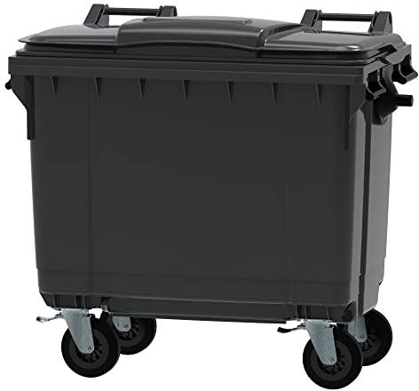 ESE Poubelle Conteneur à déchets 660L + Couvercle gris