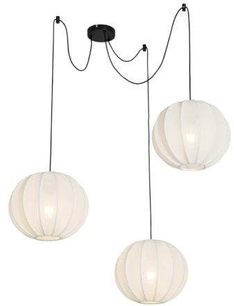 QAZQA - Design Design-Pendelleuchte I Pendellampe I Hängelampe I Pendellampe I Pendelleuchte I Lampe I Leuchte weiß Seide 3-flammig0 cm 3-flammig-Licht - Plu I Wohnzimmer I Schlafzimmer - Textil Kugel