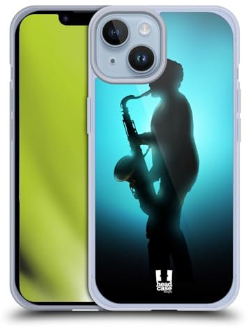Head Case Designs El Saxofonista Intérpretes de Silueta Caso de Gel Suave Compatible con Apple iPhone 14
