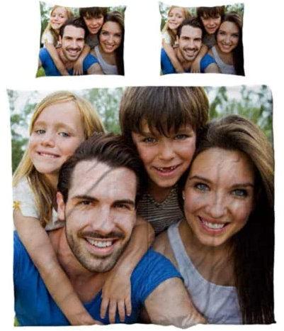 Ler Personalisierte Bettwäsche Set, Eigenes Photo Custom Photo Bettbezug Kissenbezüge,Superweiches. (63x86/160x200)