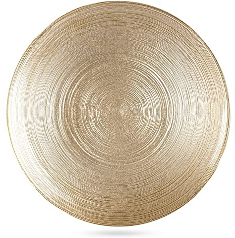 Vilde Teller Speiseteller Teller Essteller flach aus Glas Gold 21 cm