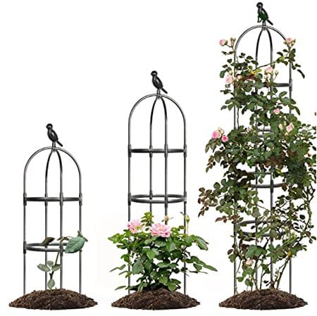 Obélisque De Jardin, Tuteur Plante Grimpante, Pour Plantes En Pot Intérieur Extérieur, Diamètre De L'anneau 25cm 30cm, Hauteur 120cm 150cm 180cm, Facile À Assembler(Color:Black,Size:30x150cm/11.8x59in