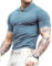 Lehmanlin Men's Muscle Polo Shirts Short Sleeve Casual T- Shirts Slim Fit Stretch Ribbed Golf Tops（Blue/M）