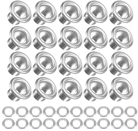 METALLIXITY 200Pack Ösen mit Unterlegscheiben 10.5 x 6 x 7mm Silberton | Öse Kit, Legierung, Chrome Plattiert, Für Leder Segeltuch Kleidung Basteln Handwerke Herstellung