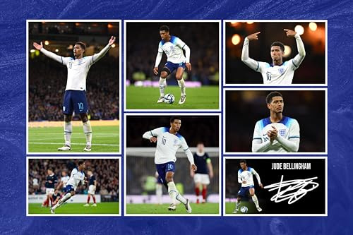 RJR Prints Autogramm, Motiv: Jude Bellingham England, signiert, 30,5 x 20,3 cm, Fotoprint, vorgedruckt, Autogramm, Fußballgeschenk