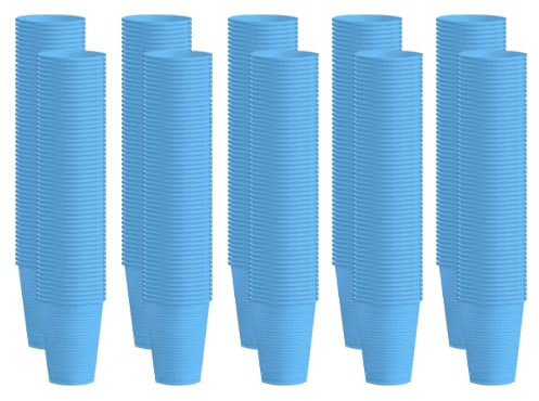 TEKHOME BICCHIERI PLASTICA MONOUSO COLORATI PER FESTE, COMPLEANNI, MATRIMONI, DRINK,RISTORANTI (50/100/150/200/250/300/350/400/450/500) (250, CELESTE)