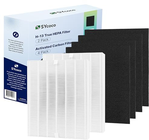 SYcoco Luftreinigerfilter Ersatz für Home Coway Luftreiniger – Hocheffizienter H13 True HEPA Filter, 2 HEPA und 4 Kohlefilter (Coway AP-1512HH kompatibel)