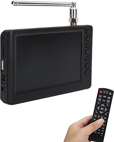 TV Digital ATSC de 5 Pulgadas, ATSC 1080P HD TV Digital TFT LED TV Televisión Digital de Bolsillo portátil Recargable Soporte de TV Compacto USB, Entrada de Tarjeta TF, for Auto Camping Cocina