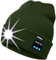 ATNKE LED beleuchtete Bluetooth Beanie Kappe, wiederaufladbare USB-Musikalische Laufmütze mit extrem hellem 4 LED Licht wasserdichte Lampe für das Skifahren/Dark Army Green