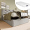 Boxspringbett Einzelbett Polsterbett 90*200CM, Bett mit Lattenrost aus Metallrahmen & Bettkasten, Hydraulisch Stauraumbett mit Großer Stauraum & höhenverstellbares Kopfteil (Mit Matratze, Hellgrau)