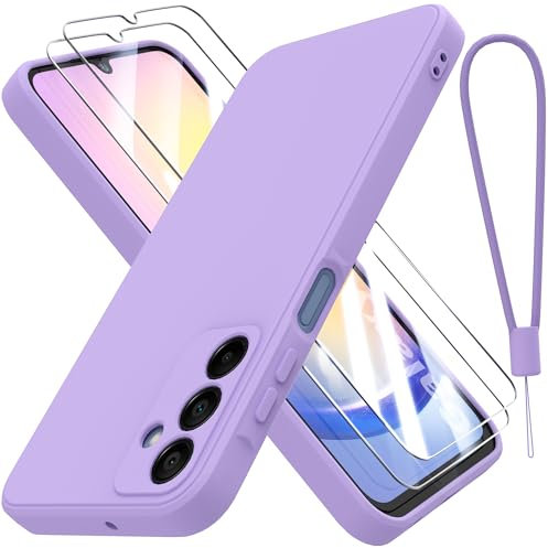 THIYUFUNS Cover per Samsung Galaxy A25 5G con 2 Pezzi HD Vetro Temperato Pellicola Protettiva,Liquid Silicone TPU Custodia 360 Antiurtfio Gradi Cover per Samsung Galaxy A25 5G (6.5) - Viola