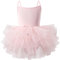 AIEOE Tanzkleider für Mädchen Ballettkleid Ballett Trikot Schrittgurt Mit Knopf Kurzer Volant Ärmel Ballett Tanz Gymnastik Kinder 6-8 Jahre Rosa A02