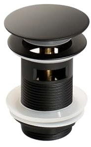 Bonde de Lavabo Bouchon de vidange Pop-Up for lavabo de Salle de Bains, en Or brossé, Noir Mat, Blanc, Or Rose, Or, Chrome, Accessoires de lavabo (Color : Black with Hole)