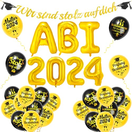 HOWAF ABI 2025 Deko, ABI 2025 Folienballons ABI 2025 Ballons Luftballon Abitur 2025 Deko, wir sind stolz auf Dich Banner für ABI Deko Abschluss Deko Abschlussfeier Deko 2025 Prüfung Bestanden Deko
